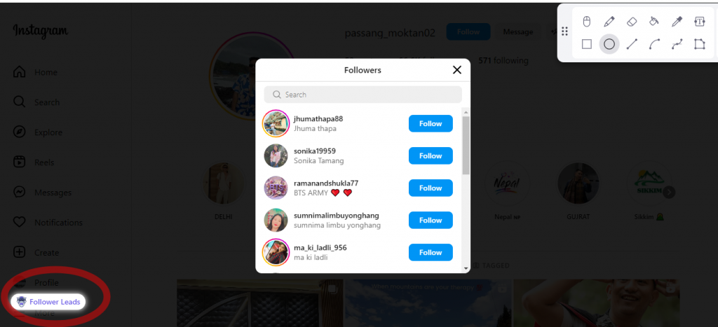 Instagram follower scraper by LeadStal