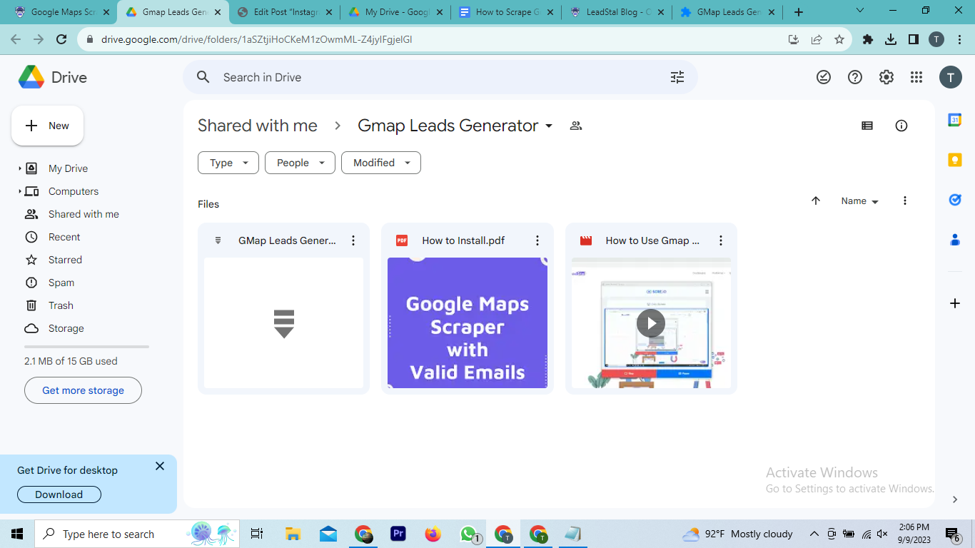 Google Drive page for Google Map Scraper download