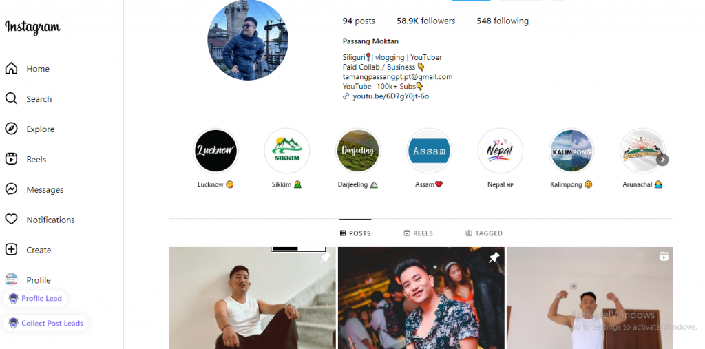 Instagram search result page