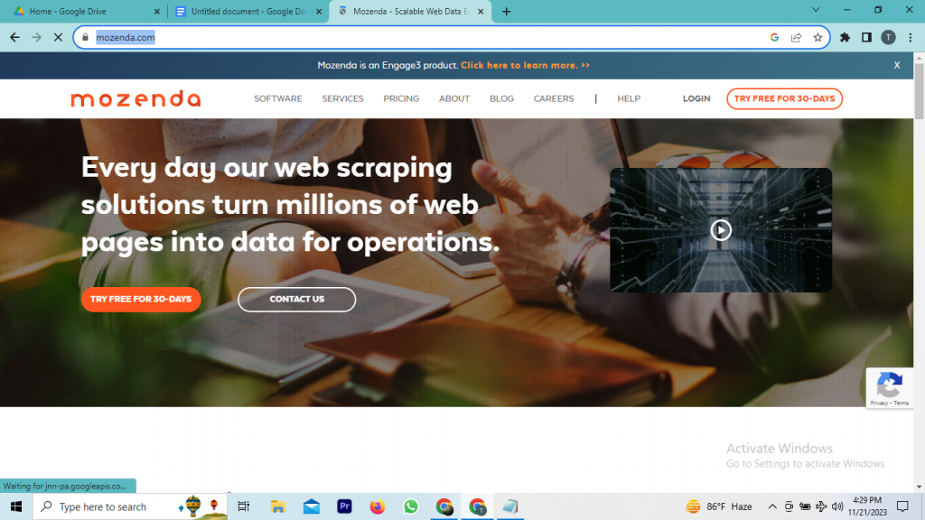 Mozenda web scraping tool