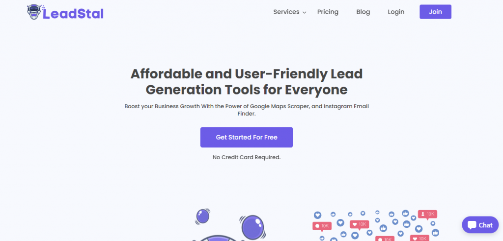 LeadStal get started for free button