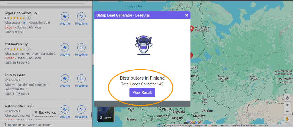 How to find distributors in Finland using LeadStal